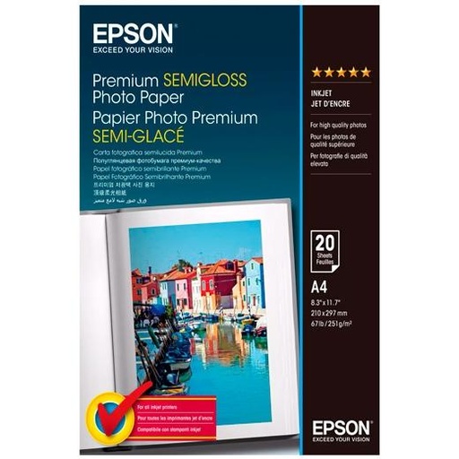 [1416798] EPSON - Papel fotografico S041332 20 hojas A4 Semi brillo (Ref.C13S041332)
