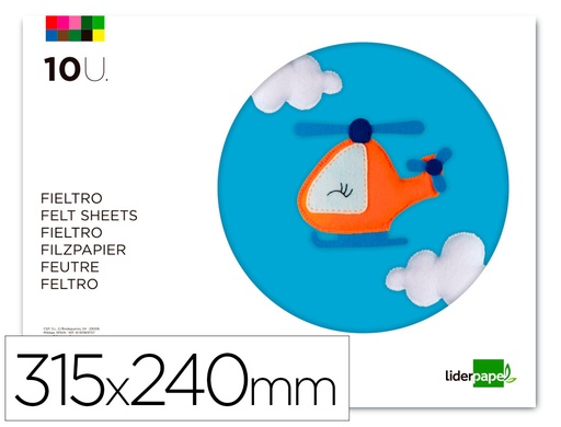 [2050335] LIDERPAPEL - BLOC TRABAJOS MANUALES FIELTRO 240X315MM 10 HOJAS COLORES SURTIDOS (Ref.TM11)