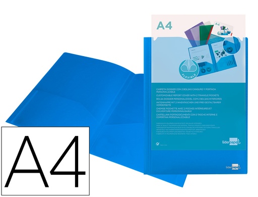 [2027848] LIDERPAPEL - CARPETA DOSSIER DOS BOLSAS CANGURO 45682 POLIPROPILENO DIN A4 AZUL (Ref.KG02)