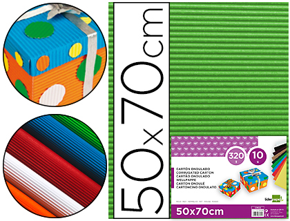 [2037644] LIDERPAPEL - Cartón ONDULADO 50 X 70CM 320G/M2 VERDE HOJA (Ref.CN10)