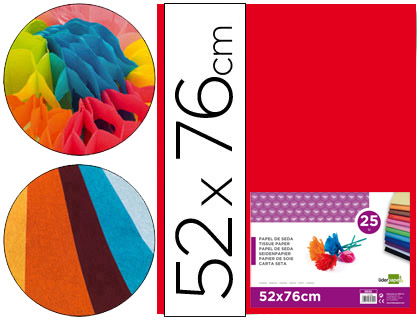 [2022236] LIDERPAPEL - PAPEL SEDA ROJO 52X76 CM 18 GR -PAQUETE DE 25 HOJAS (Ref.SE23)