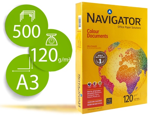 [2054998] NAVIGATOR - PAPEL FOTOCOPIADORA DIN A3 120 GRAMOS PAQUETE DE 500 HOJAS (Ref.NAV-120-A3)