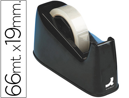 [2026149] Q-CONNECT - PORTARROLLO SOBREMESA PLASTICO PARA CINTASDE 33 Y 66 MT NEGRO (Ref.KF11010)