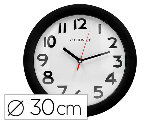 [2022367] Q-CONNECT - RELOJ DE PARED PLASTICO OFICINA REDONDO 28 CM MARCO NEGRO (Ref.KF15590)