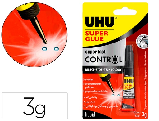 [9157772] UHU - Pegamento instantaneo control tecnologia stop 3 gr (Ref. 35281)
