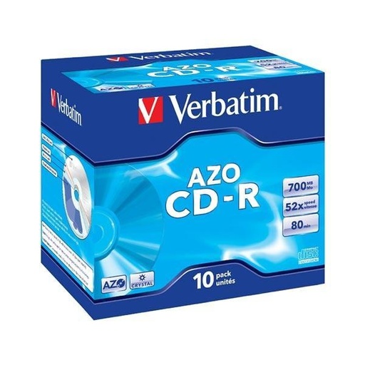 [1415113] VERBATIM - Cd-R Azo Crystal Pack 10 ud 700 MB 52X 80min (CANON L.P.I. 0,8€ Incluido) (Ref.43327)
