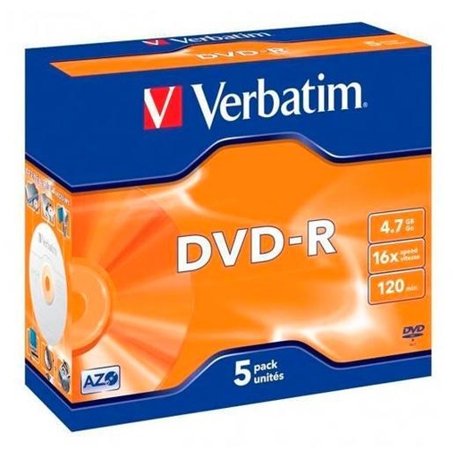 [1322450] VERBATIM - Dvd+R Advanced azo Pack 5 16X 4.7GB (CANON L.P.I. 1,05€ Incluido) (Ref.43519)