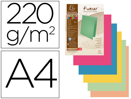 [9072810] EXACOMPTA - Subcarpetas Foldyne Caja 100 ud A4 Cartulina reciclada Colores surt. 220 G (Ref.410000E)