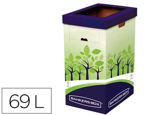 [9159944] FELLOWES - Contenedor papelera reciclaje carton doble 100% reciclado montaje manual entrada superior 69 litros (Ref. 8049202)