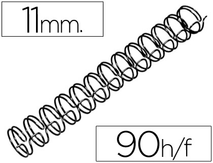 [2043817] GBC - ESPIRAL WIRE 3:1 11 MM N.7 NEGRO CAPACIDAD 90 HOJAS CAJA DE 100 UNIDADES (Ref.RG810710)