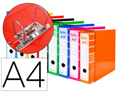 [2079722] LIDERPAPEL - ARCHIVADOR DE PALANCA A4 FILING SYSTEM FORRADO SIN RADO LOMO 80 MM COLORES SURTIDOS CON CAJA Y (Ref.AZ83)