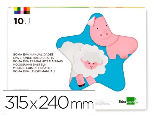 [2043368] LIDERPAPEL - BLOC TRABAJOS MANUALES GOMA EVA 240X315MM 10 HOJAS COLORES SURTIDOS (Ref.TM06)