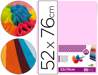 [2022230] LIDERPAPEL - PAPEL SEDA ROSA 52X76 CM 18 GR -PAQUETE DE 25 HOJAS (Ref.SE17)