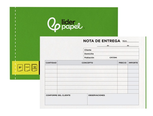 [2018176] LIDERPAPEL - TALONARIO ENTREGAS 8º ORIGINAL Y COPIA APAISADO (Ref.T228)