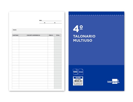 [2053894] LIDERPAPEL - TALONARIO MULTIUSOS CUARTO ORIGINAL (Ref.T199)