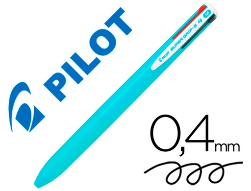 [9159897] PILOT - Boligrafo SUPER GRIP G - 4 colores retráctil sujeción de caucho tinta base de aceite cuerpo color azul (Ref.BPKGG-35M-LB / NSG4AC)