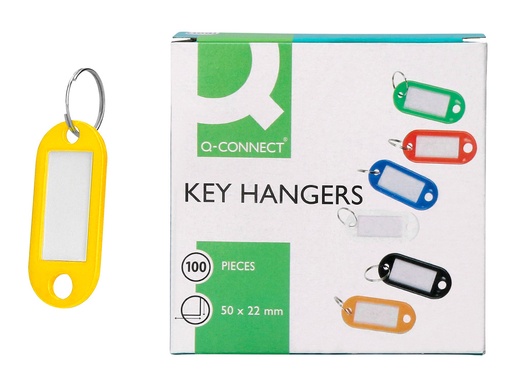 [2034239] Q-CONNECT - LLAVERO PORTAETIQUETAS EXPOSITOR DE 100 UNIDADES AMARILLO (Ref.KF02692)