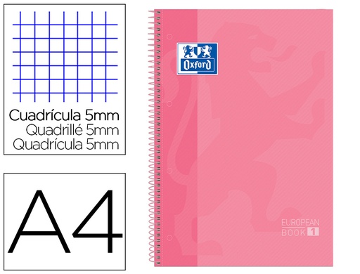 [9074362] UNIPAPEL - Cuaderno 80h A4 Cuadricula 5x5 Rosa (Ref.400040984)