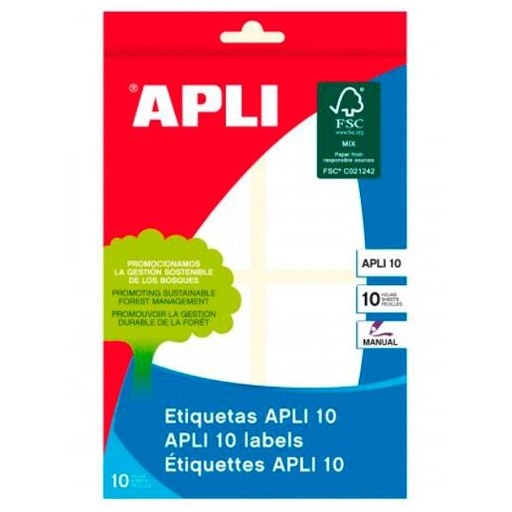 [9938885] APLI - ETIQUETAS ADH.MANUALES BOLSA BLANCAS 10h C.ROMOS 40x75 mm 40 uds.(0) (Ref.1655)