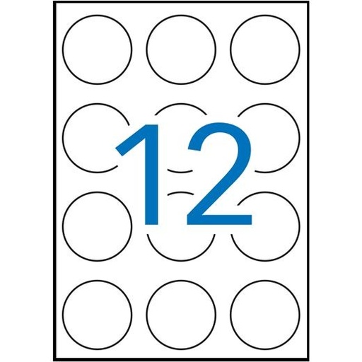 [9932090] APLI - ETIQUETAS BLANCO PARA IMPRESORA INKJET, LÁSER Y FOTOCOPIADORAS / 60MM / CIRCULOS - 100 HOJAS- (Ref.1244)