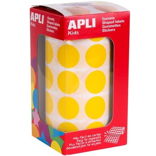 [9094581] APLI - Rollo 59 HOJAS GOMETS BRILLANTES REDONDOS AMARILLOS 20 MM. Ø 4853 (Ref.4859)