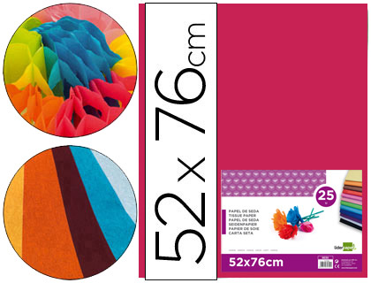 [2022232] LIDERPAPEL - PAPEL SEDA ROSA FUERTE 52X76 CM 18 GR -PAQUETE DE 25 HOJAS (Ref.SE19)