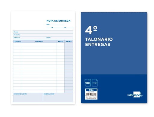 [2015791] LIDERPAPEL - TALONARIO ENTREGAS CUARTO ORIGINAL (Ref.T126)