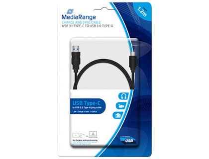 [2151244] MEDIARANGE - CABLE USB 3.1 TIPO C A USB 3.0 TIPO A LONGITUD DEL CABLE 1.2 MT NEGRO (Ref.MRCS160)