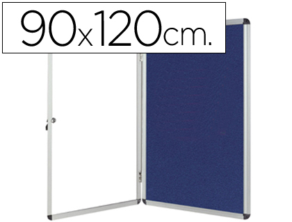 [2038185] Q-CONNECT - VITRINA DE ANUNCIOS MURAL GRANDE FIELTRO AZUL CON PUERTA Y MARCO CON CERRADURA 120X90 CM (Ref.KF04171)