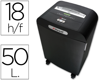 [9049338] REXEL - Destructora RDX1850 50L Partículas 4x45 mm Capacidad 18h. 676x480x370 mm (Ref.2102421EU)