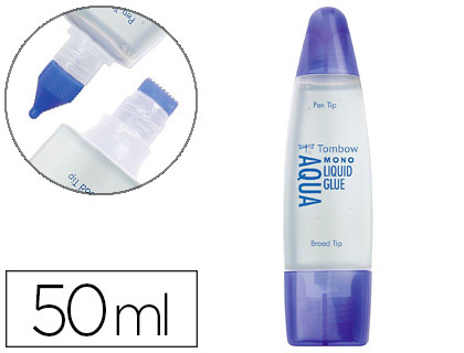[2150145] TOMBOW - PEGAMENTO COLA LIQUIDA TRANSPARENTE AQUA PERMANENTE CON 2 PUNTAS 50 ML (Ref.PT-WTC-10P)