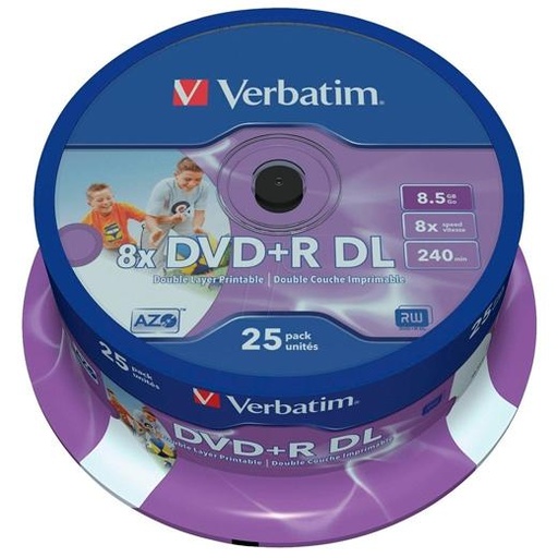 [1325130] VERBATIM - Dvd+R Advanced azo Bobina 25 8X 8.5 GB (CANON L.P.I. 5,25€ Incluido) (Ref.43667)