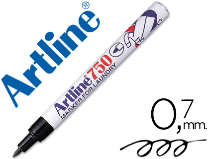 [2006810] ARTLINE - ROTULADOR MARCADOR ROPA 750 NEGRO -PUNTA REDONDA 0.7 MM -ROPA PAPEL METAL Y CRISTAL (Ref.EK-750 N)