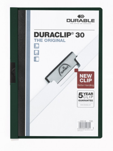 [1152232] DURABLE - Dossiers clip Duraclip Capacidad 30 hojas A4 Verde PVC (Ref.2200-32)