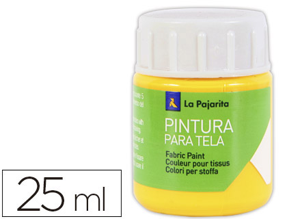 [2013545] LA PAJARITA - PINTURA PARA TELA AMARILLO REAL 25 ML (Ref.T-12)