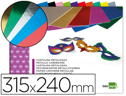 [2050334] LIDERPAPEL - BLOC TRABAJOS MANUALES CARTULINA METALIZADA 240X315MM 10 HOJAS COLORES SURTIDOS (Ref.TM10)