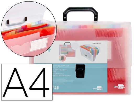 [2031822] LIDERPAPEL - CARPETA CLASIFICADOR FUELLE 45144 POLIPROPILENO A4 TRANSPARENTE CON ASA SPECTRAFILE 26 DPTO (Ref.CQ05)