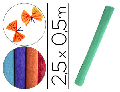 [2078476] LIDERPAPEL - PAPEL CRESPON ROLLO DE 50 CM X 2,5 M 85G/M2 VERDE (Ref.CP29)