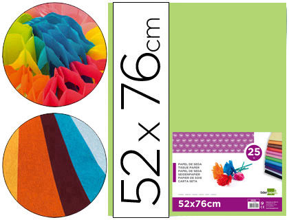 [2022237] LIDERPAPEL - PAPEL SEDA VERDE MEDIO 52X76 CM 18 GR -PAQUETE DE 25 HOJAS (Ref.SE24)