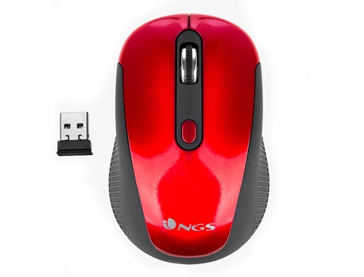 [9161281] NGS - Raton haze optico 800/1600 dpi inalambrico nano receptor usb 2,4 ghz color rojo (Ref. HAZERED)