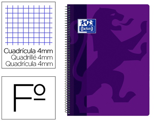 [9154760] OXFORD - Cuaderno espiral school classic tapa polipropileno folio 80 hojas cuadro 4 mm con margen (Ref. 400106963)