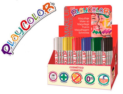 [9062838] PLAYCOLOR - Barra de maquillaje make up metallic expositor de 24 unidades colores surtidos (Ref. 1035)