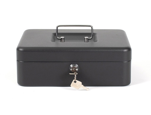 [2037607] Q-CONNECT - CAJA CAUDALES 10" 250X180X90 MM NEGRA CON PORTAMONEDAS (Ref.KF04278)