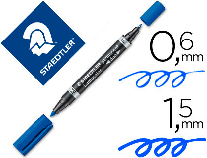 [9043078] STAEDTLER - Marcador LUMOCOLOR DUO AZUL ANCHOS DE TRAZO: 0,6 Y 1,5 MM. (Ref.348-3)