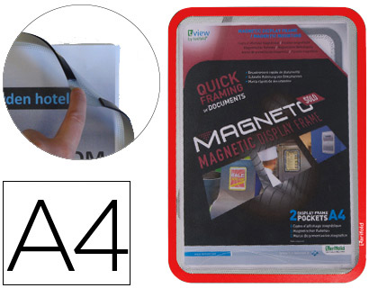 [9076187] TARIFOLD - Pack DE 2 MARCOS IMANTADOS CON DORSO MAGNÉTICO FORMATO A4 COLOR ROJO (Ref.195033)