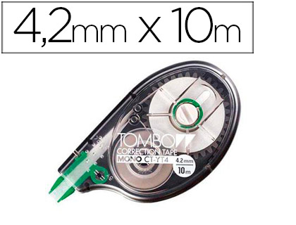 [9058627] TOMBOW - Cinta correctora MONO 4.2mmx10m Negro translucido Lateral (Ref.CT-YT4)