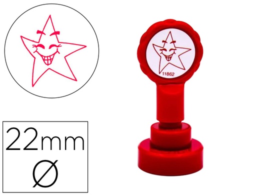[2156720] ARTLINE - Sello emoticono estrella color rojo 22 mm diametro (Ref. 11862)