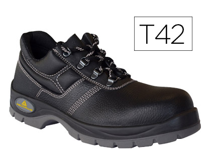 [2075726] DELTAPLUS - ZAPATOS DE SEGURIDAD DE PIEL CRUPON GRABADA CON FORRO ABSORBENTE Y PLANTILLA DE LATEX COLOR NEGRO TALLA 42 (Ref.JET2S3NO-42)
