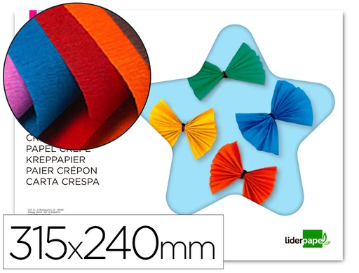 [2038493] LIDERPAPEL - BLOC TRABAJOS MANUALES CRESPON 240X315MM 10 HOJAS COLORES SURTIDOS (Ref.TM07)