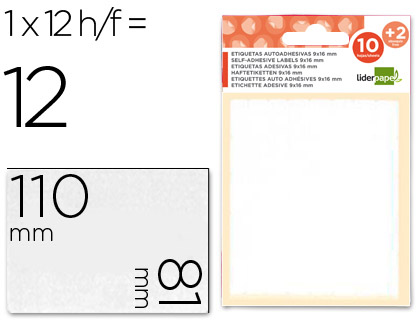 [2035509] LIDERPAPEL - ETIQUETAS SOBRE DE 10 H. + 2 H. OBSEQUIO 81X110 MM 1 UNIDAD POR HOJA (Ref.ET24)